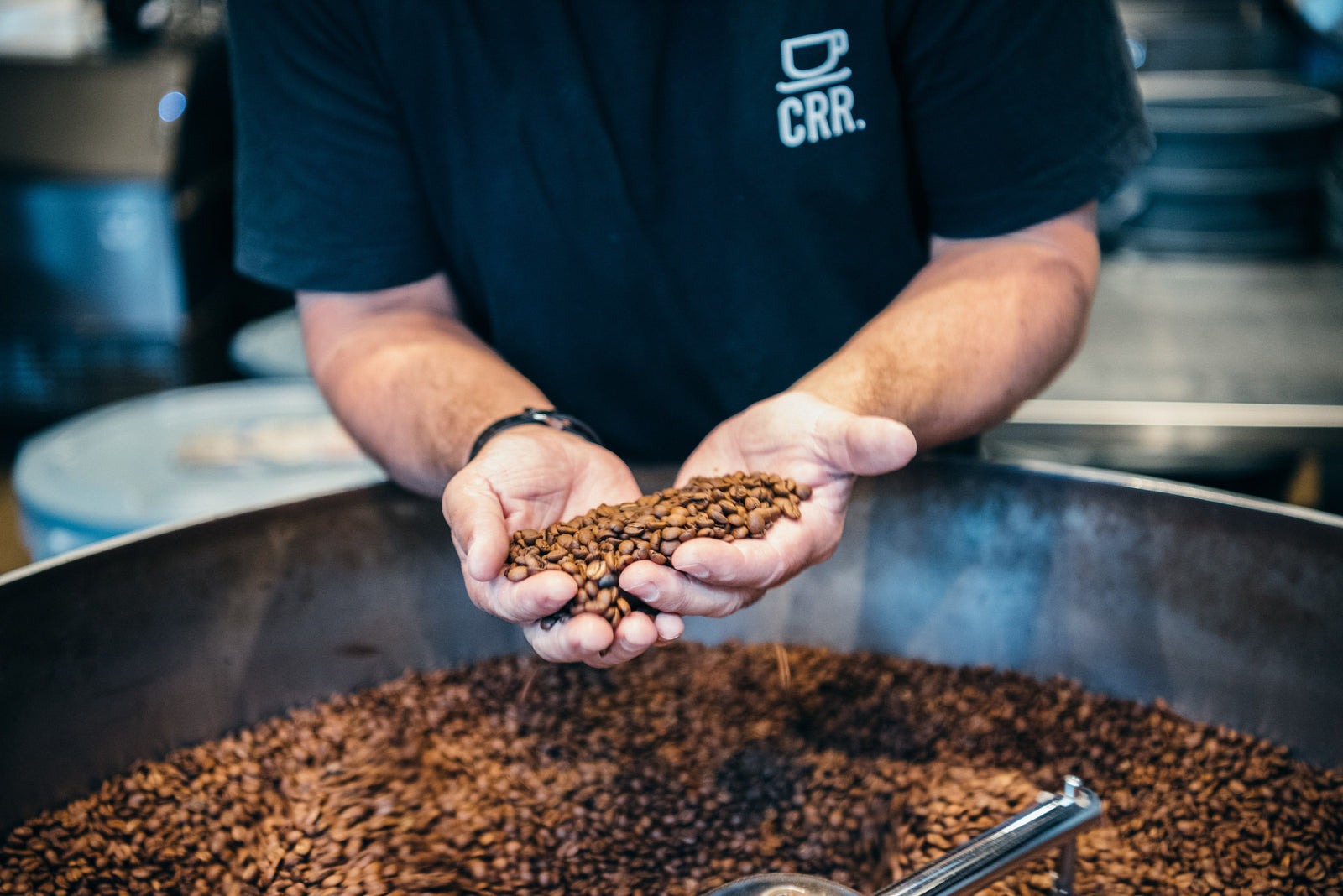 Coffee beans in roastery