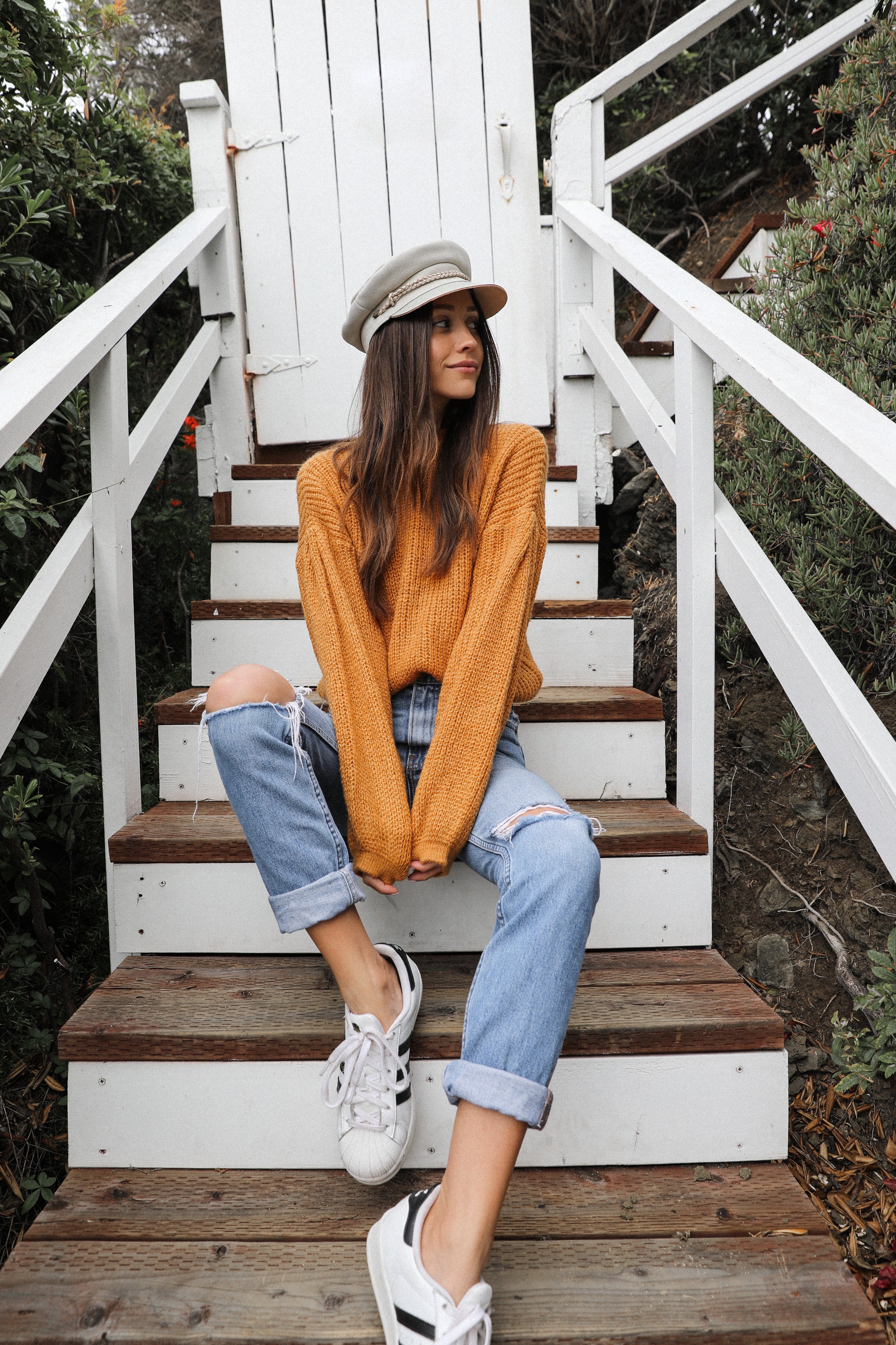 Danielle Brown Sitting on the stairs