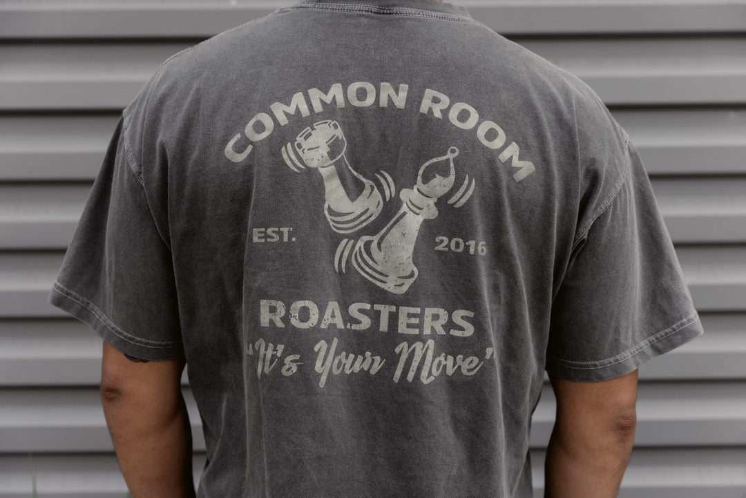 Boxy Gray Chess Tee - Common Room Roasters
