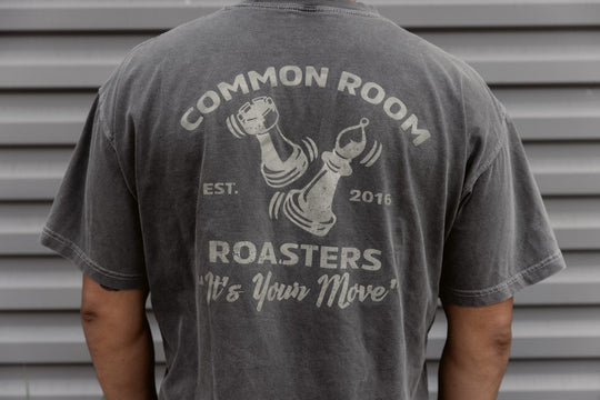 Boxy Gray Chess Tee - Common Room Roasters