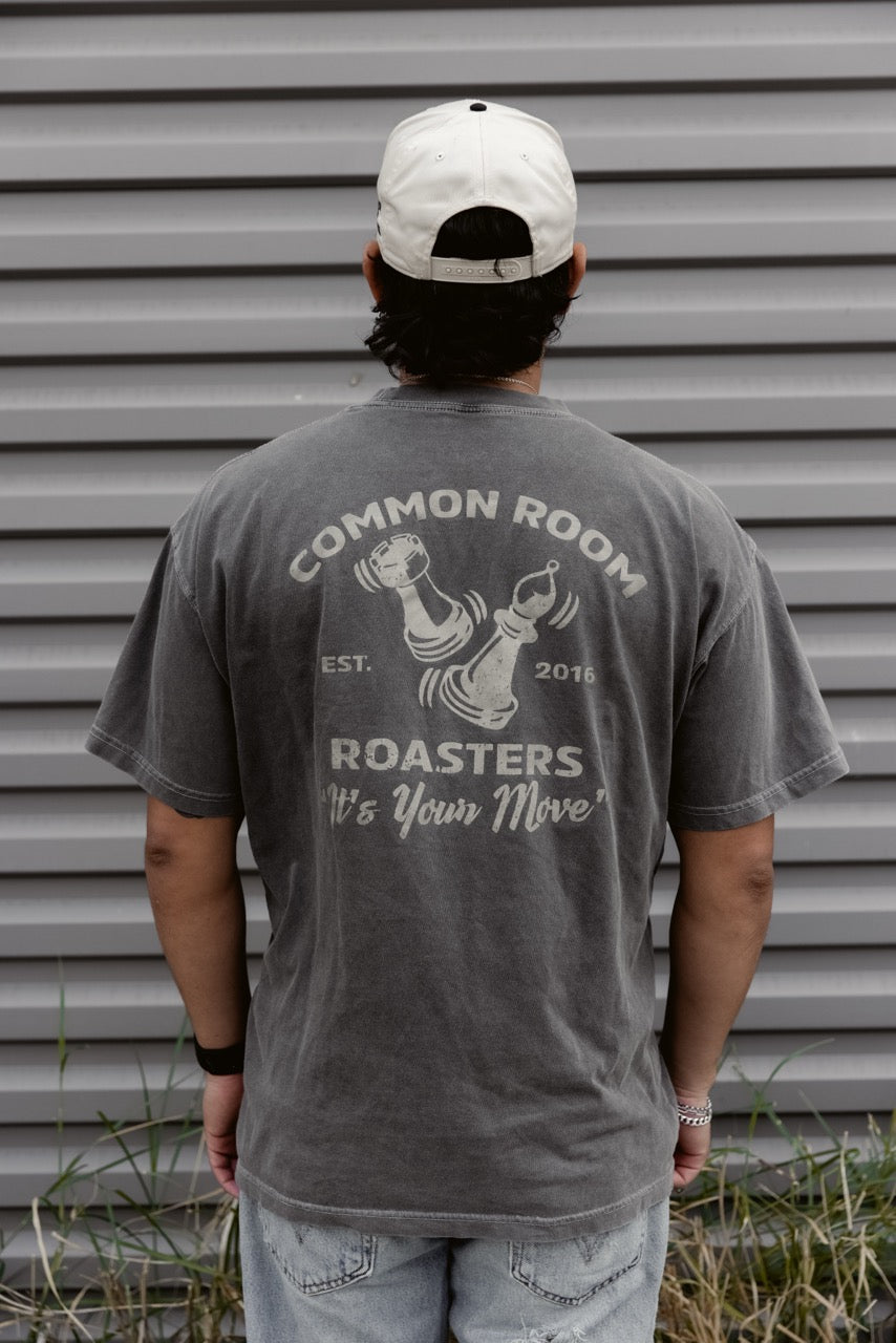 Boxy Gray Chess Tee - Common Room Roasters