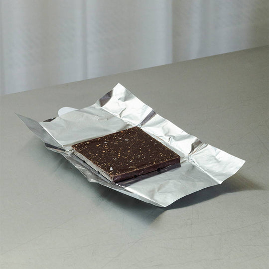 HUNTED+GATHERED DARK ORGANIC CHOCOLATE BAR OPENED