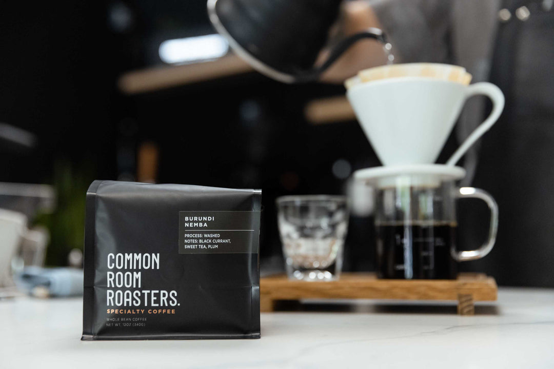 coffee bag with man making coffee
